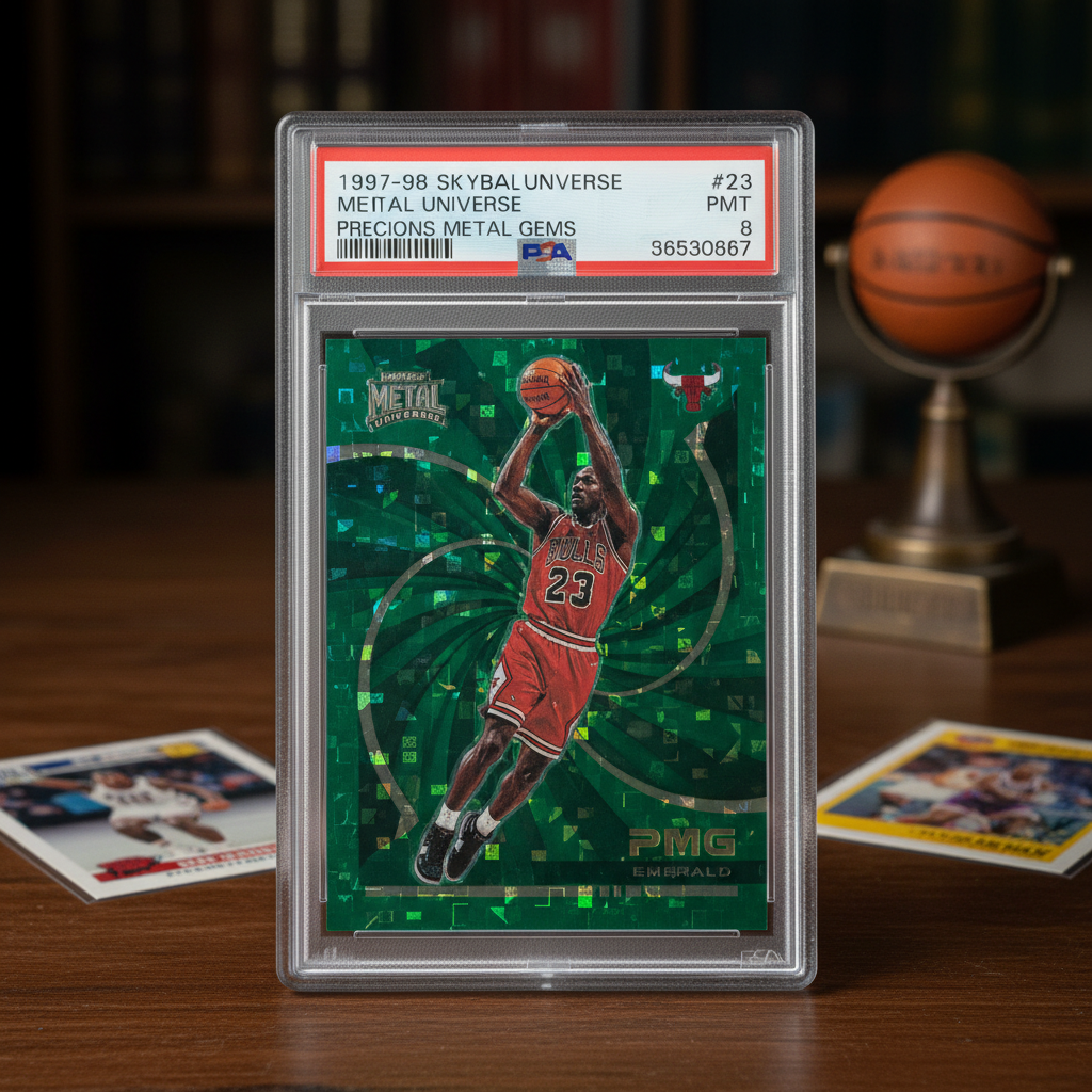 Image of a graded Michael Jordan basketball card, possibly a Skybox, Fleer, or Upper Deck card from the 90s.